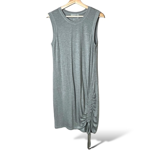 ZELLA Modal Spandex Blend Grey Sleeveless Popover Dress Adjustable Rusching Sz M - Picture 3 of 10